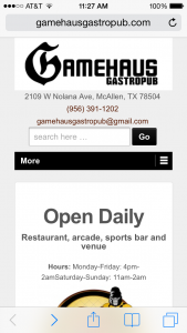 Gamehaus mobile website screenshot
