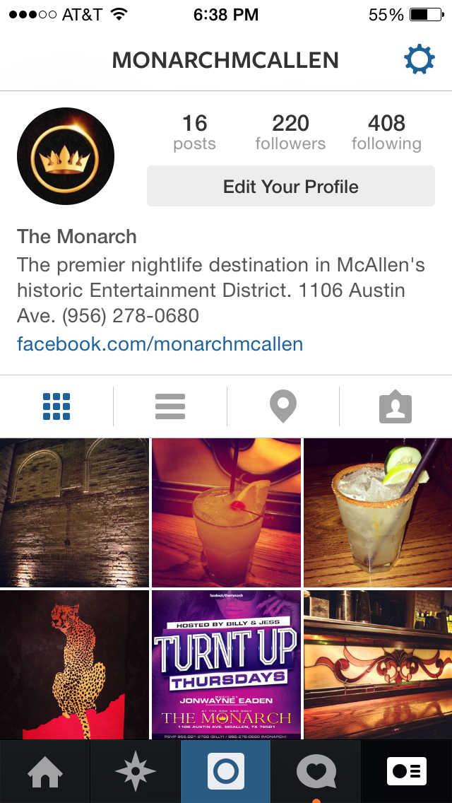 The Monarch Instagram profile @monarchmcallen